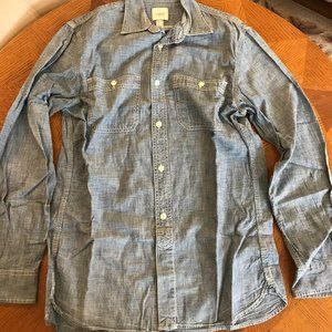 Land's End Canvas Chambray denim work shirt small